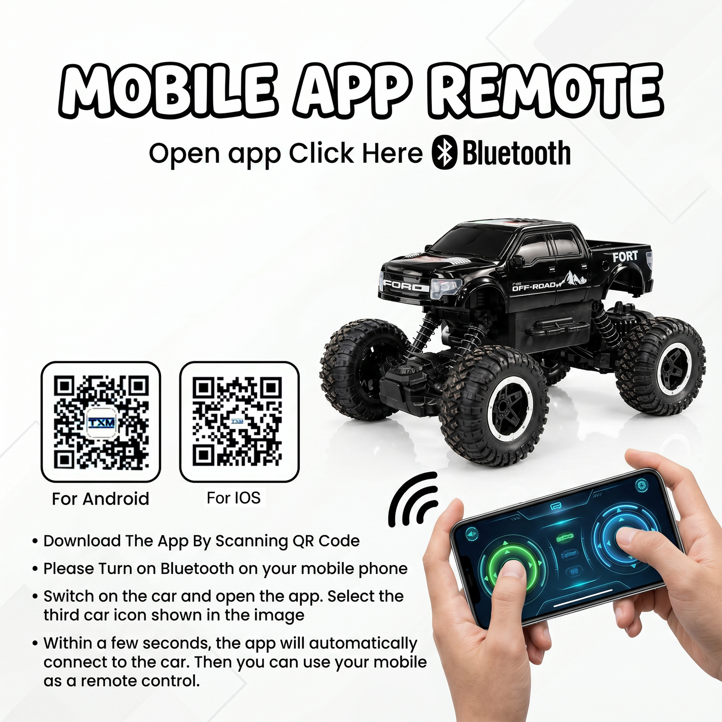 Remote Control Rock Crawler Car | Off Road RC Car | Rechargeable | 6121 (Black)