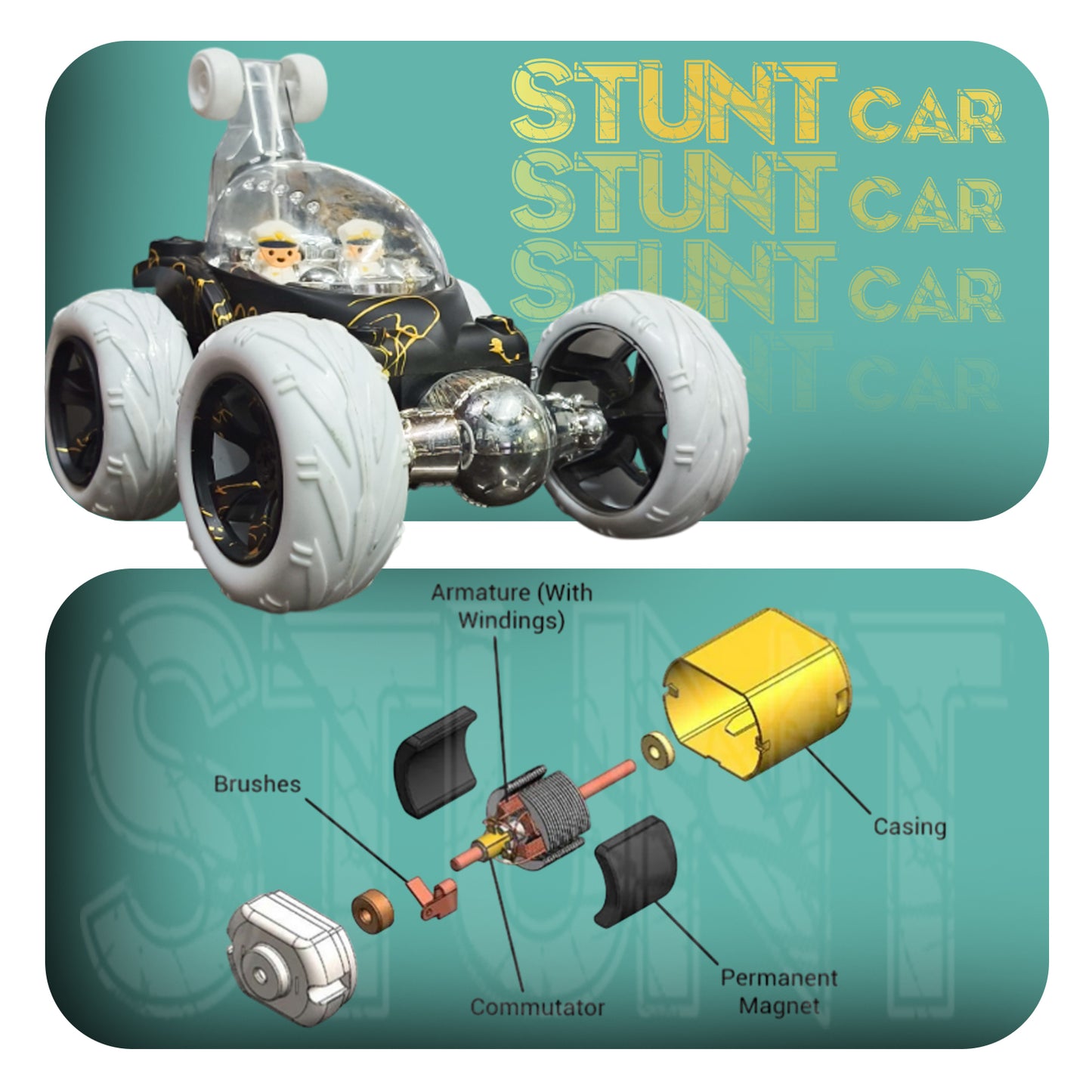 Design 360° Rotating RC Stunt Car for Kids | Rechargeable High-Speed Remote Control Car – Black