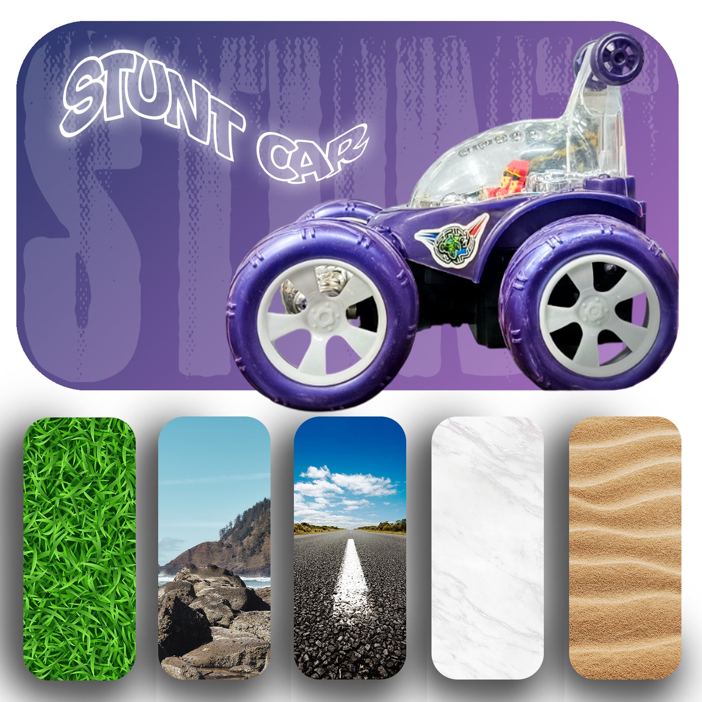 Fancy 360° Rotating RC Stunt Car for Kids | Rechargeable High-Speed Remote Control Car – Purple