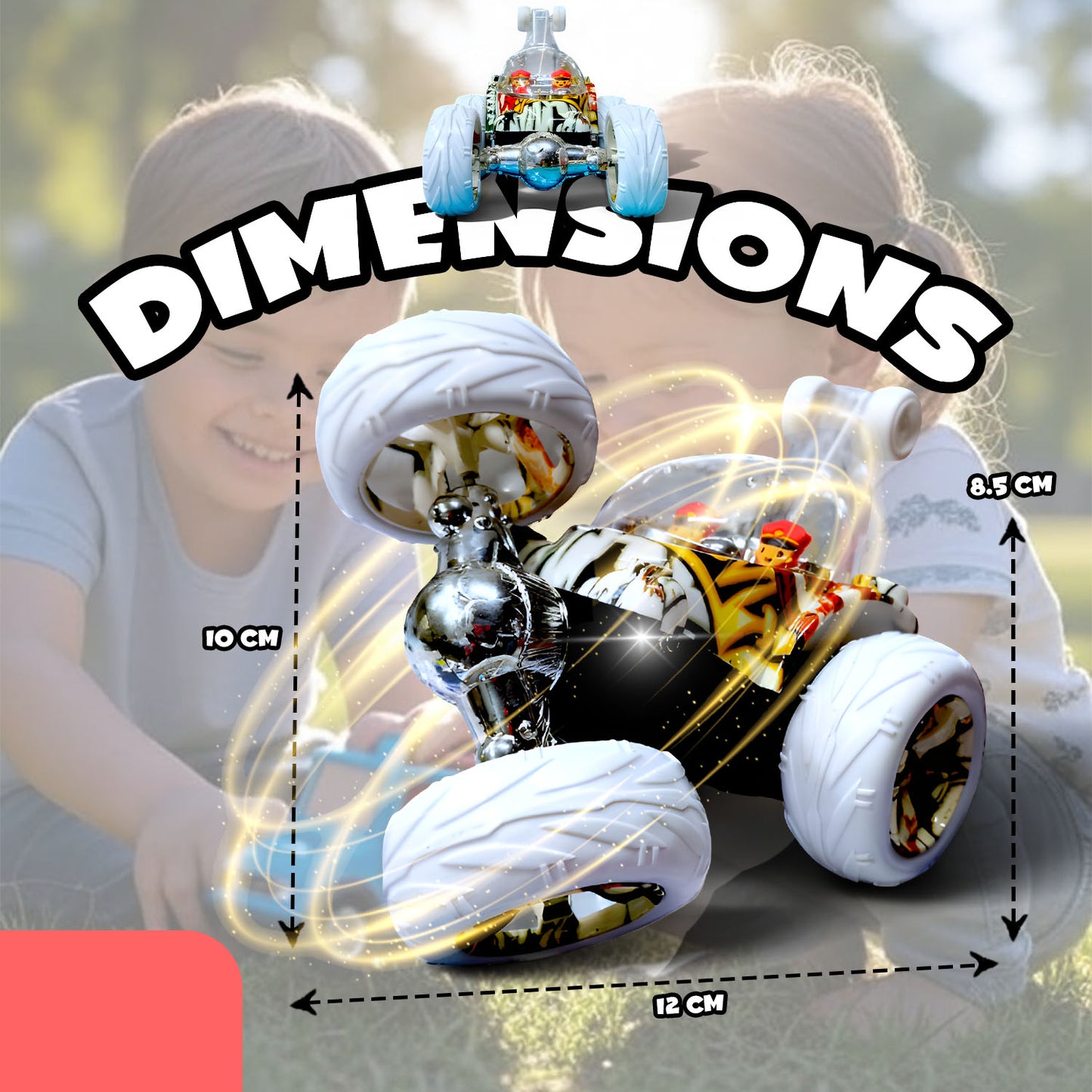 Hydro 360° Rotating RC Stunt Car for Kids | Rechargeable High-Speed Remote Control Car – Cartoon Design