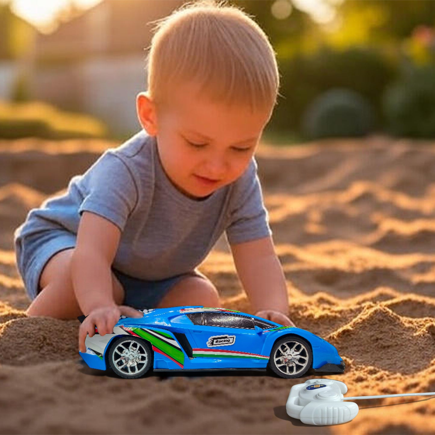 RC Stunt Car for Kids | Rechargeable High-Speed Remote Control Car with LED Lights In Blue