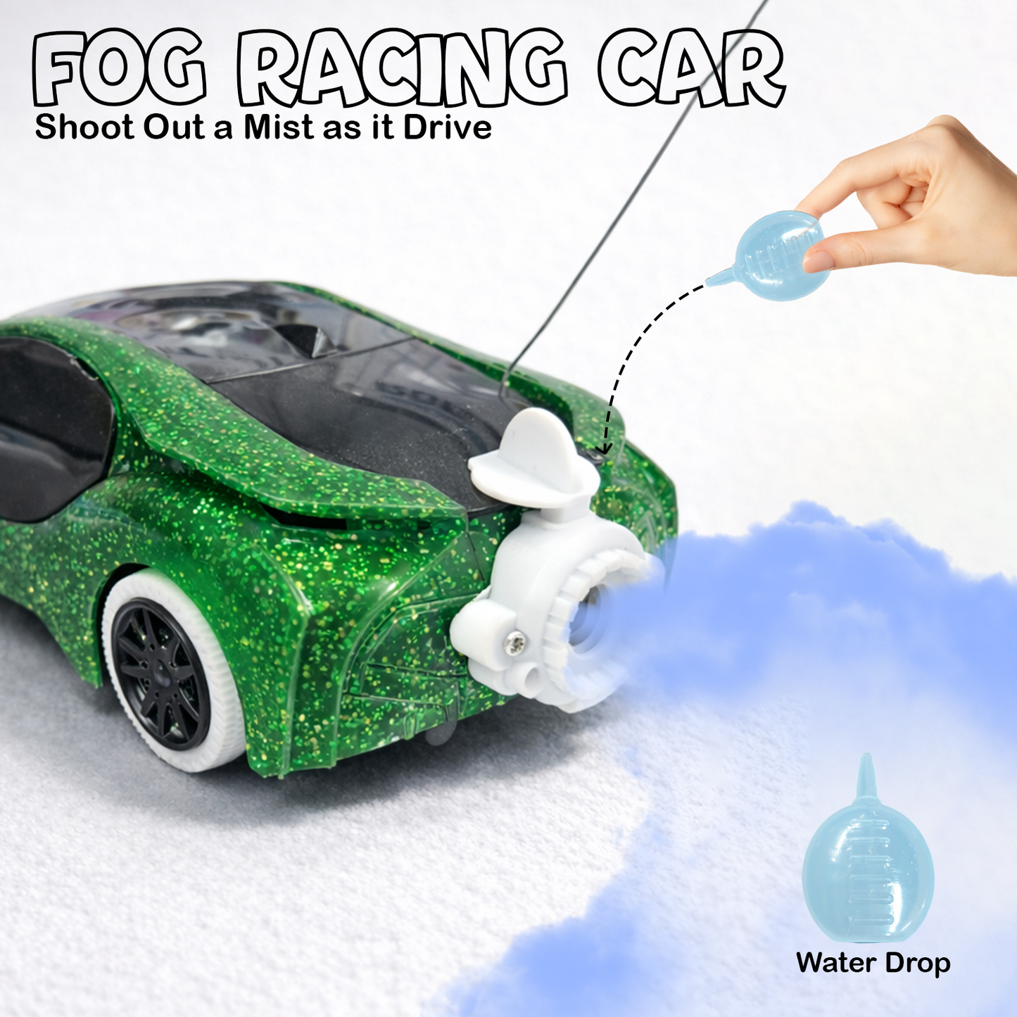 Remote Control 2 Way RC Car, Hgih Speed, Smoke Car, LED Light (Green)