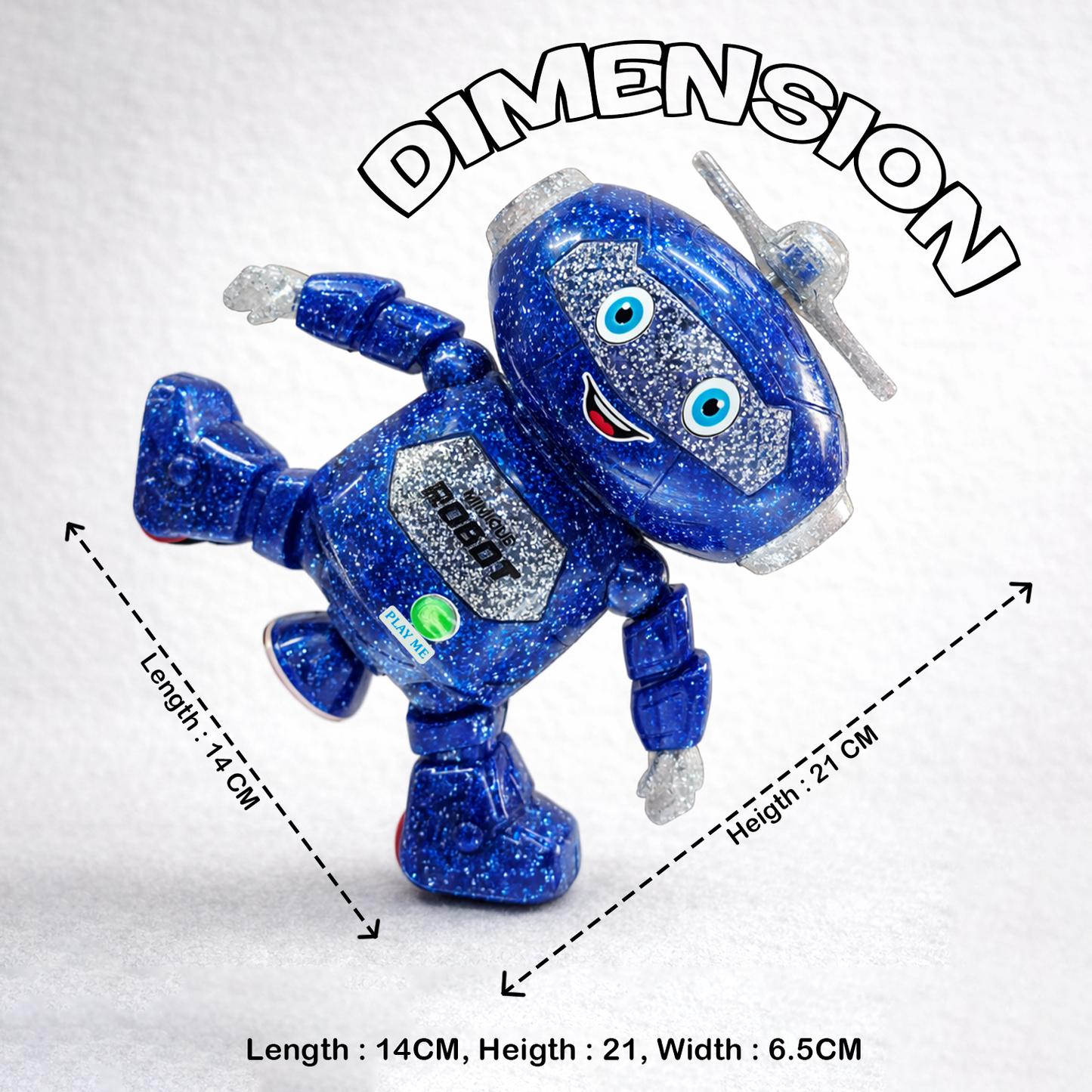 Mimique Dancing Robot Musical Toy With LED Lights & Spinning Propeller Rechargeable, 70+Different Music, Voice Recording 99444-2