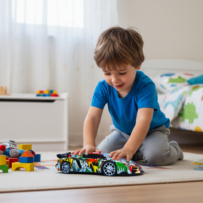 Cartoon RC Sports Car for Kids | Rechargeable High-Speed Remote Control Toy Car with LED Lights