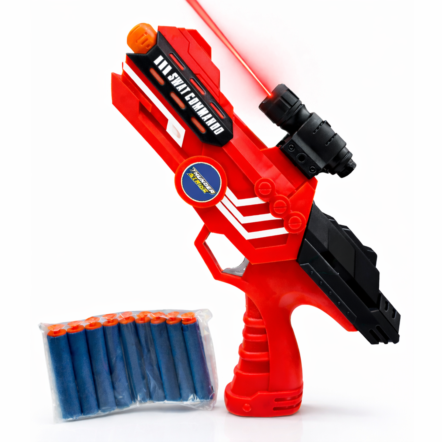 116M-Bullet Gun Toy - Safe Plastic Gun with 10 Bullets, Effective Range of 40 Feet, Ideal for Kids Above 3 Years, BIS Approve- (Red)