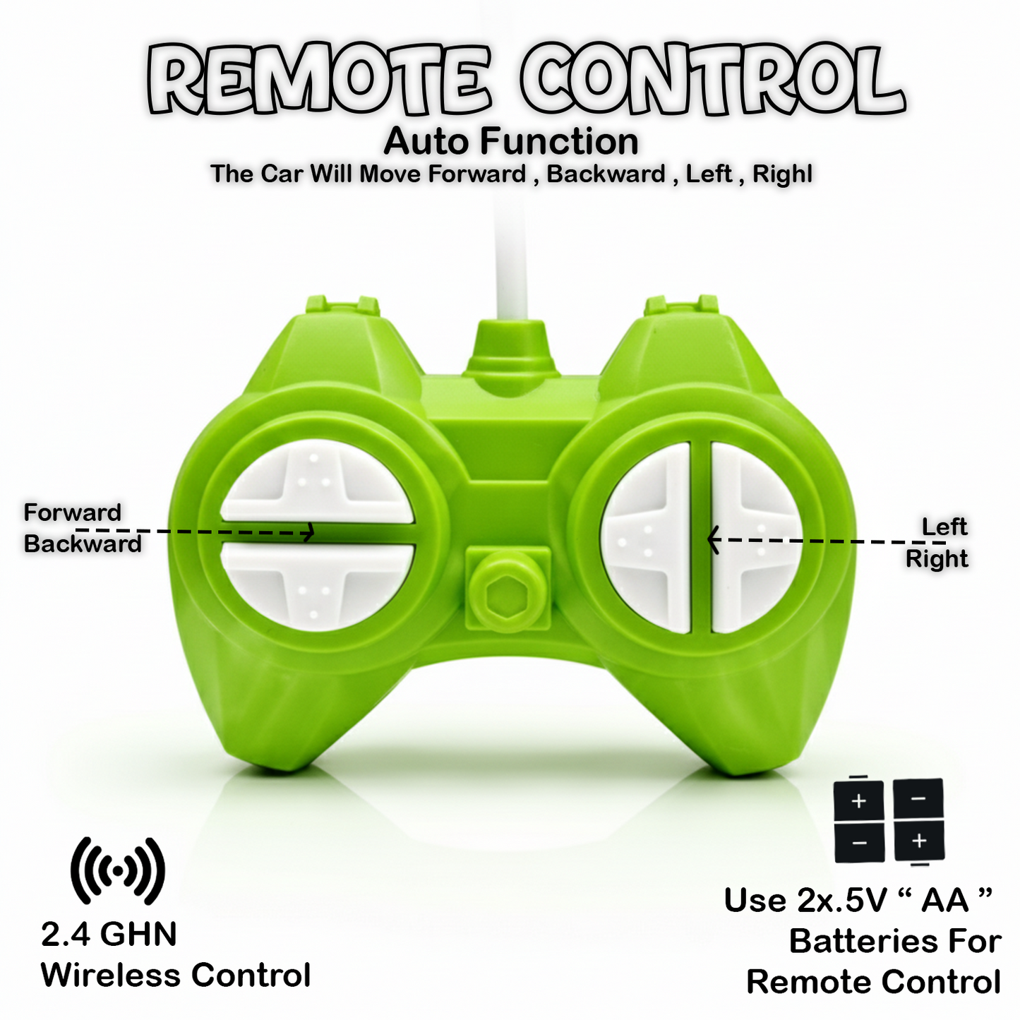 Small Stunt RC Car for Kids | Rechargeable High-Speed Remote Control Car with LED Lights – Green