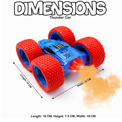 RC Thunder car Rechargeable, 360º Rotation car, Double-Sided Driving, Smoke Car, Remote Control (Blue))