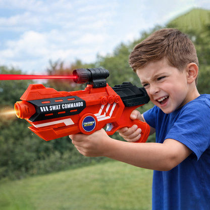 116M-Bullet Gun Toy - Safe Plastic Gun with 10 Bullets, Effective Range of 40 Feet, Ideal for Kids Above 3 Years, BIS Approve- (Red)