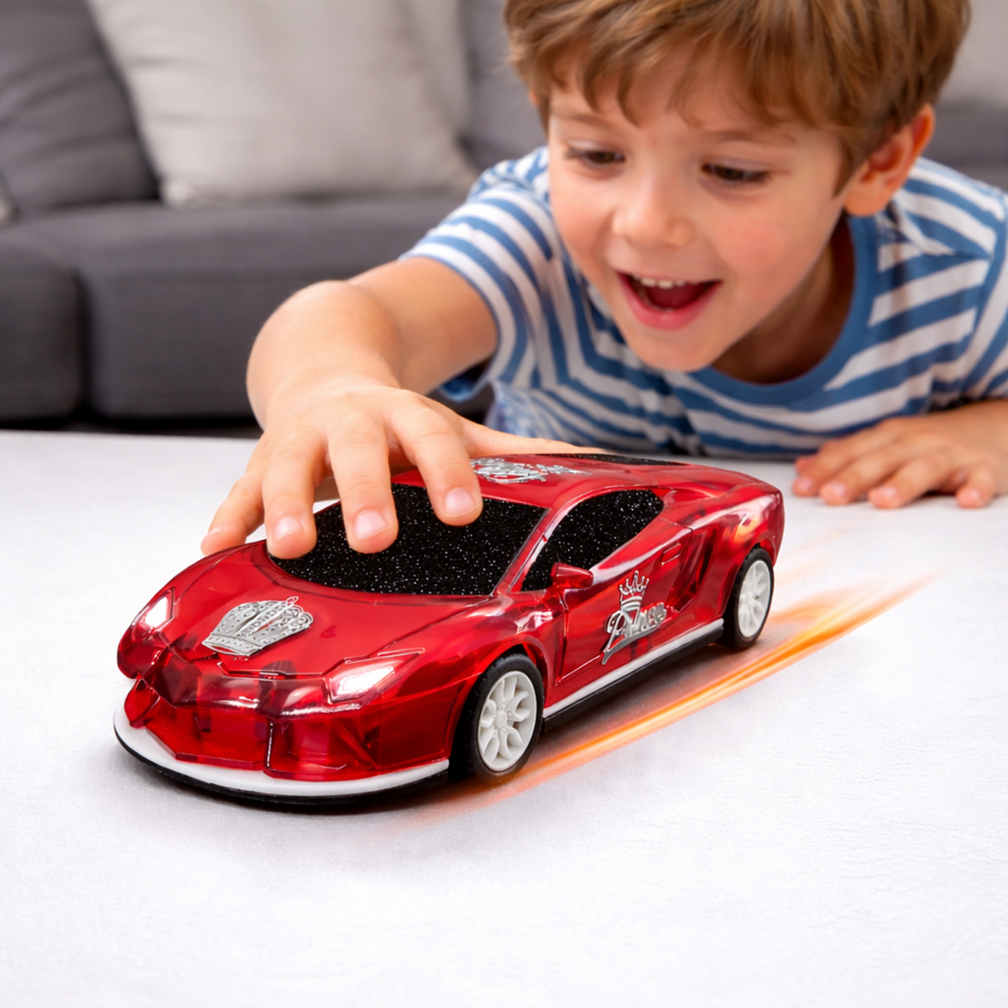 Translucent Red Glitter RC Sports Car for Kids | High-Speed Rechargeable Toy