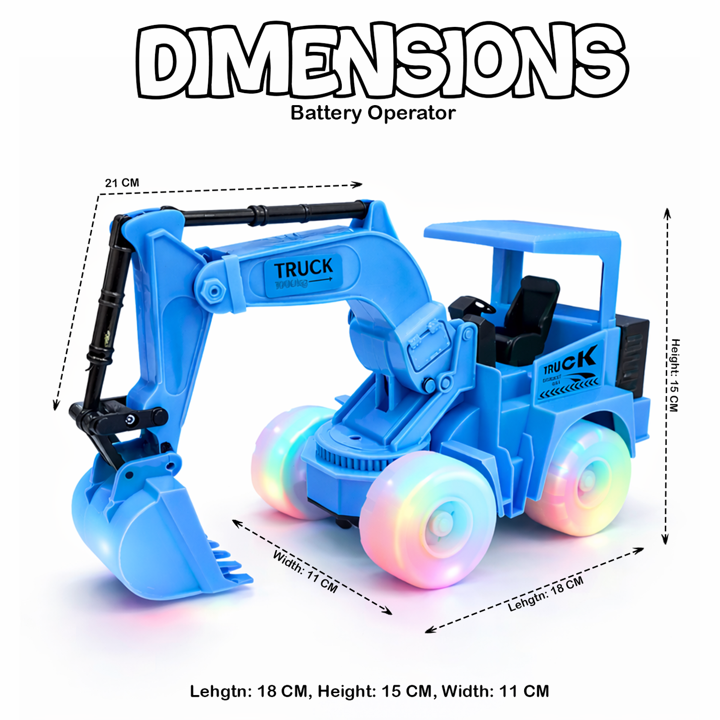 Kids Toy Excavator Truck | Blue Construction Digger with Moving Arm – Fun Interactive Play Vehicle