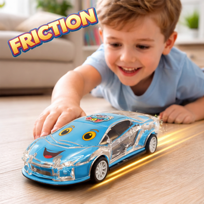 Smiley Push & Go Friction Toy Car for Kids | Durable Fun Play Car – Blue