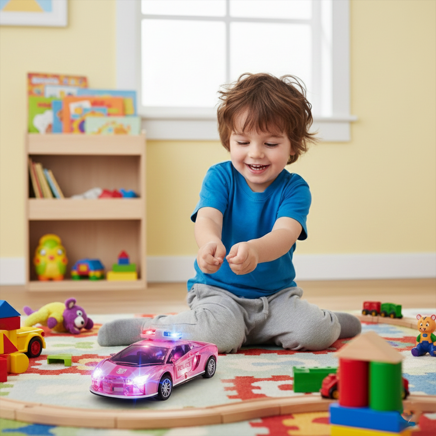 Police Push & Go Friction Toy Car for Kids | Durable Fun Play Car – Red