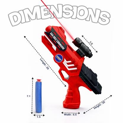 116M-Bullet Gun Toy - Safe Plastic Gun with 10 Bullets, Effective Range of 40 Feet, Ideal for Kids Above 3 Years, BIS Approve- (Red)