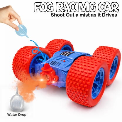 RC Thunder car Rechargeable, 360º Rotation car, Double-Sided Driving, Smoke Car, Remote Control (Blue))