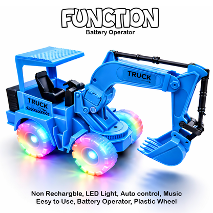 Kids Toy Excavator Truck | Blue Construction Digger with Moving Arm – Fun Interactive Play Vehicle