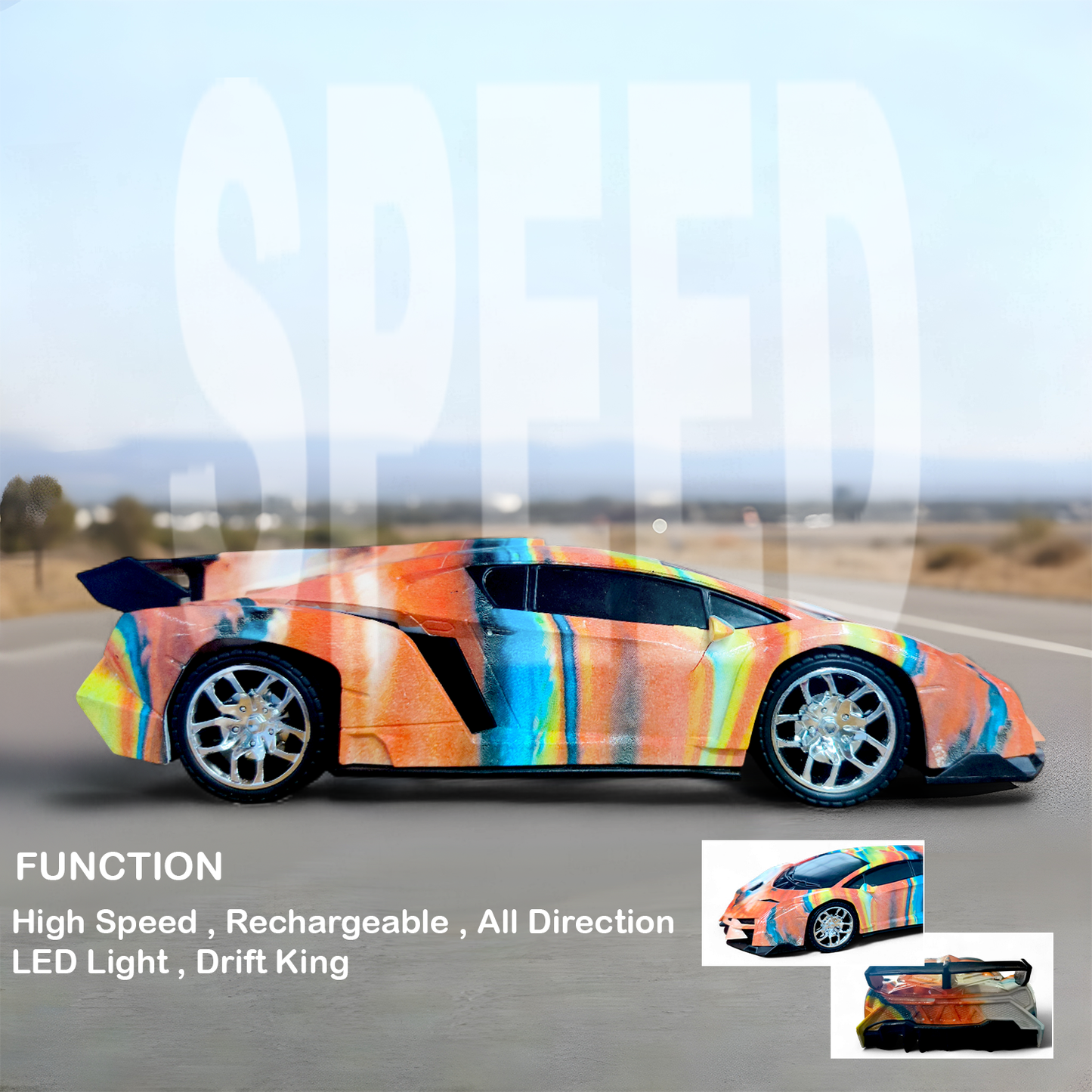 Vibrant Orange RC Sports Car for Kids | High-Speed Rechargeable Toy – Symmetric Design