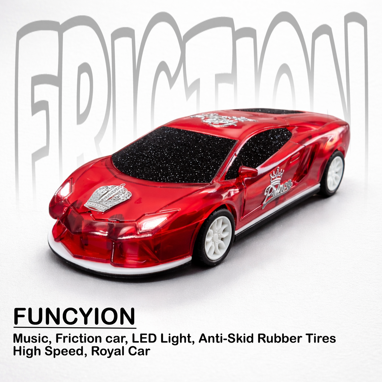 Translucent Red Glitter RC Sports Car for Kids | High-Speed Rechargeable Toy