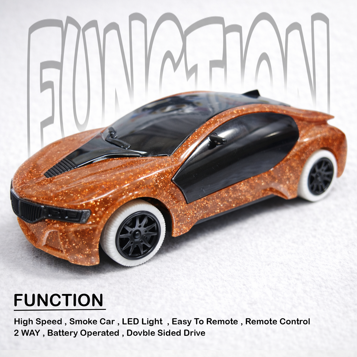 Remote Control 2 Way RC Car, Hgih Speed, Smoke Car, LED Light (Yellow)