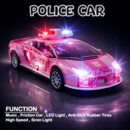 Police Push & Go Friction Toy Car for Kids | Durable Fun Play Car – Red