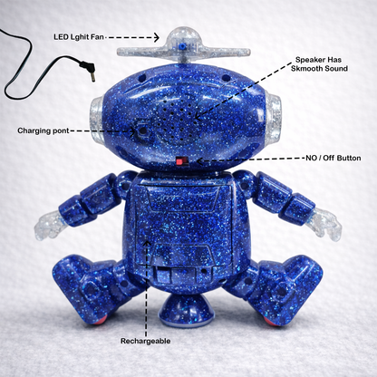 Mimique Dancing Robot Musical Toy With LED Lights & Spinning Propeller Rechargeable, 70+Different Music, Voice Recording 99444-2