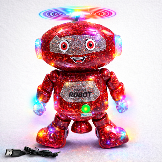 Mimique Dancing Robot Musical Toy With LED Lights & Spinning Propeller Rechargeable, 70+Different Music, Voice Recording 99444-2