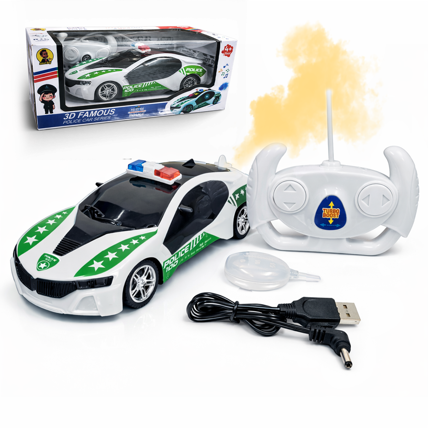 Police Remote Control Car for Kids | Rechargeable High-Speed RC Police Car in Green