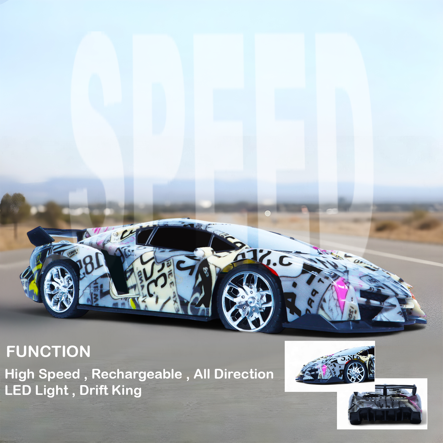 Brant Aqua Blue RC Sports Car for Kids | High-Speed Rechargeable Toy – Sleek