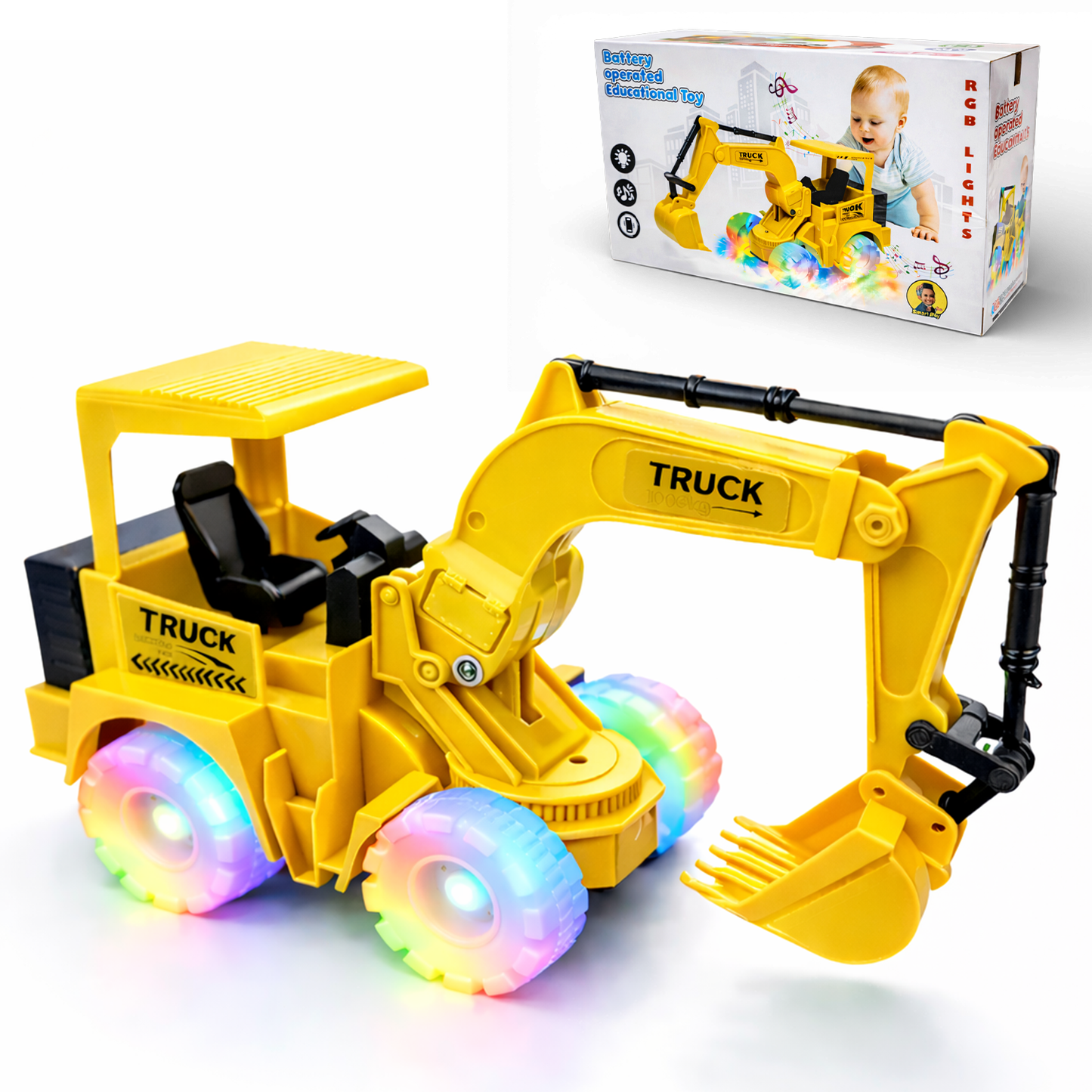 Yellow Toy Excavator Truck for Kids | Construction Digger Vehicle