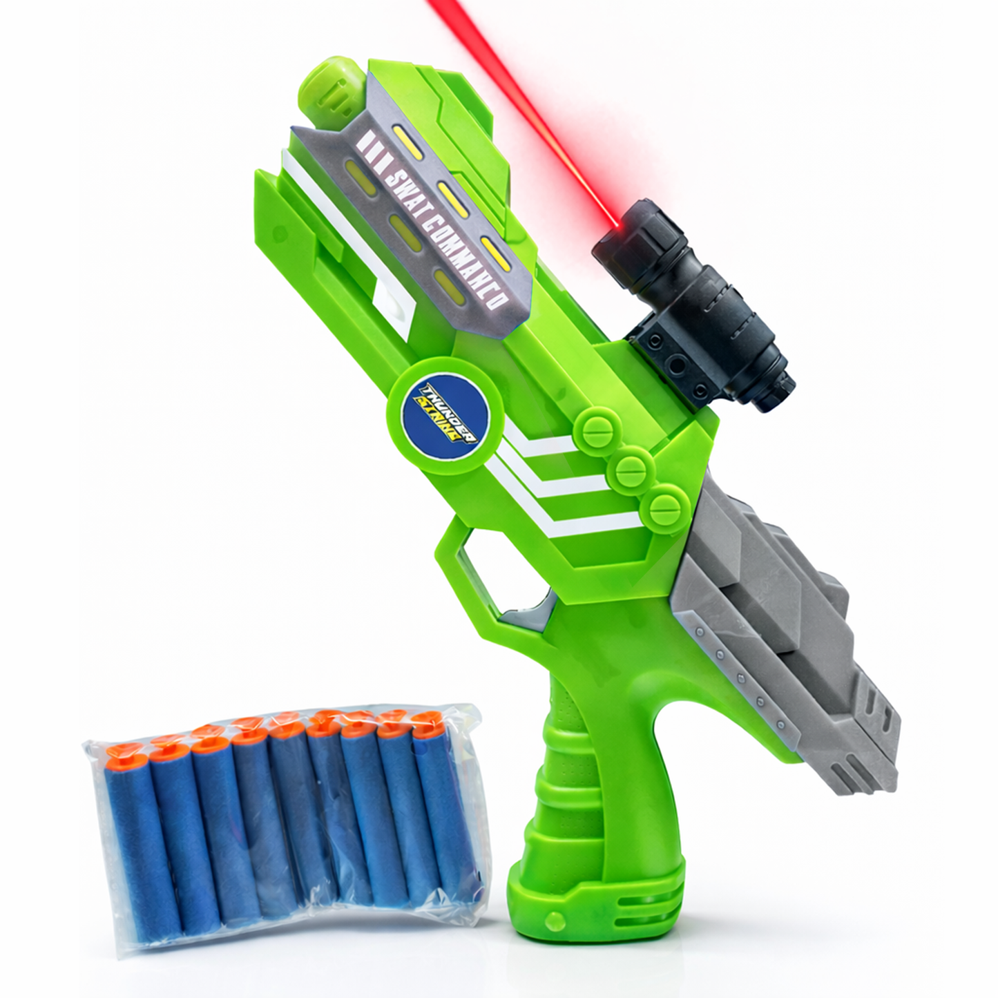 116M-Bullet Gun Toy - Safe Plastic Gun with 10 Bullets, Effective Range of 40 Feet, Ideal for Kids Above 3 Years, BIS Approve- (Green)