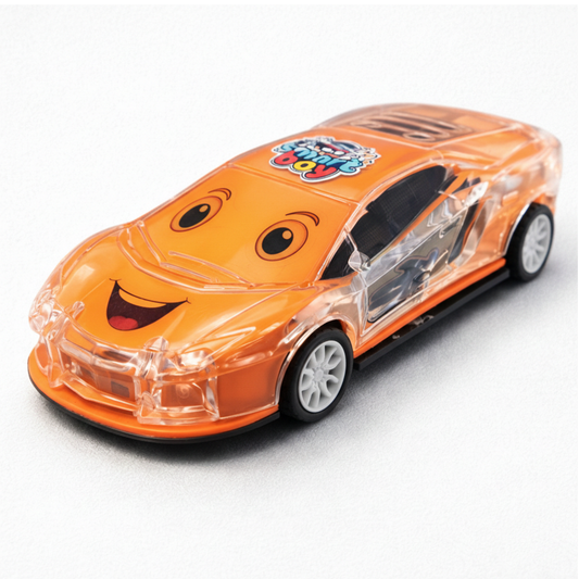 Smiley Push & Go Friction Toy Car for Kids | Durable Fun Play Car – Orange