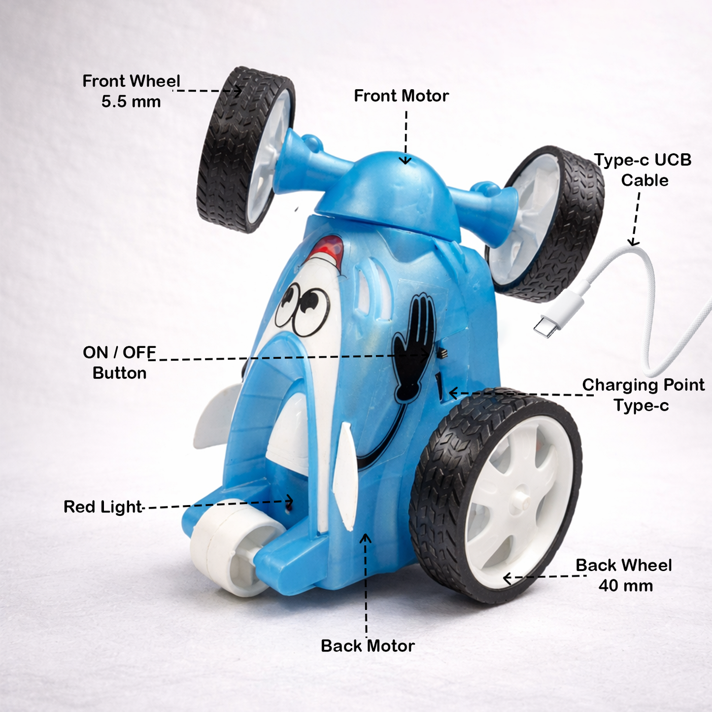 Small Stunt RC Car for Kids | Rechargeable High-Speed Remote Control Car – Glassy Blue