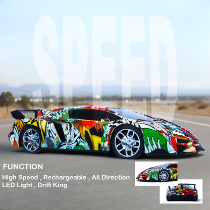 Cartoon RC Sports Car for Kids | Rechargeable High-Speed Remote Control Toy Car with LED Lights