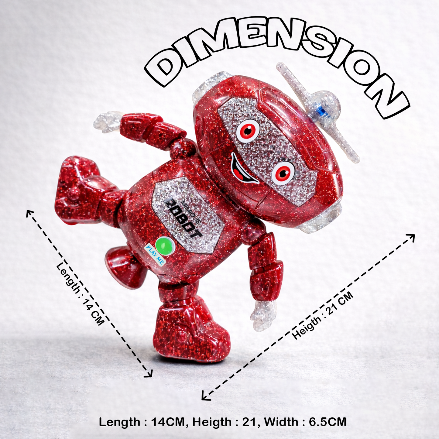 Mimique Dancing Robot Musical Toy With LED Lights & Spinning Propeller Rechargeable, 70+Different Music, Voice Recording 99444-2