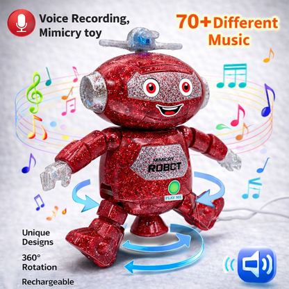 Mimique Dancing Robot Musical Toy With LED Lights & Spinning Propeller Rechargeable, 70+Different Music, Voice Recording 99444-2