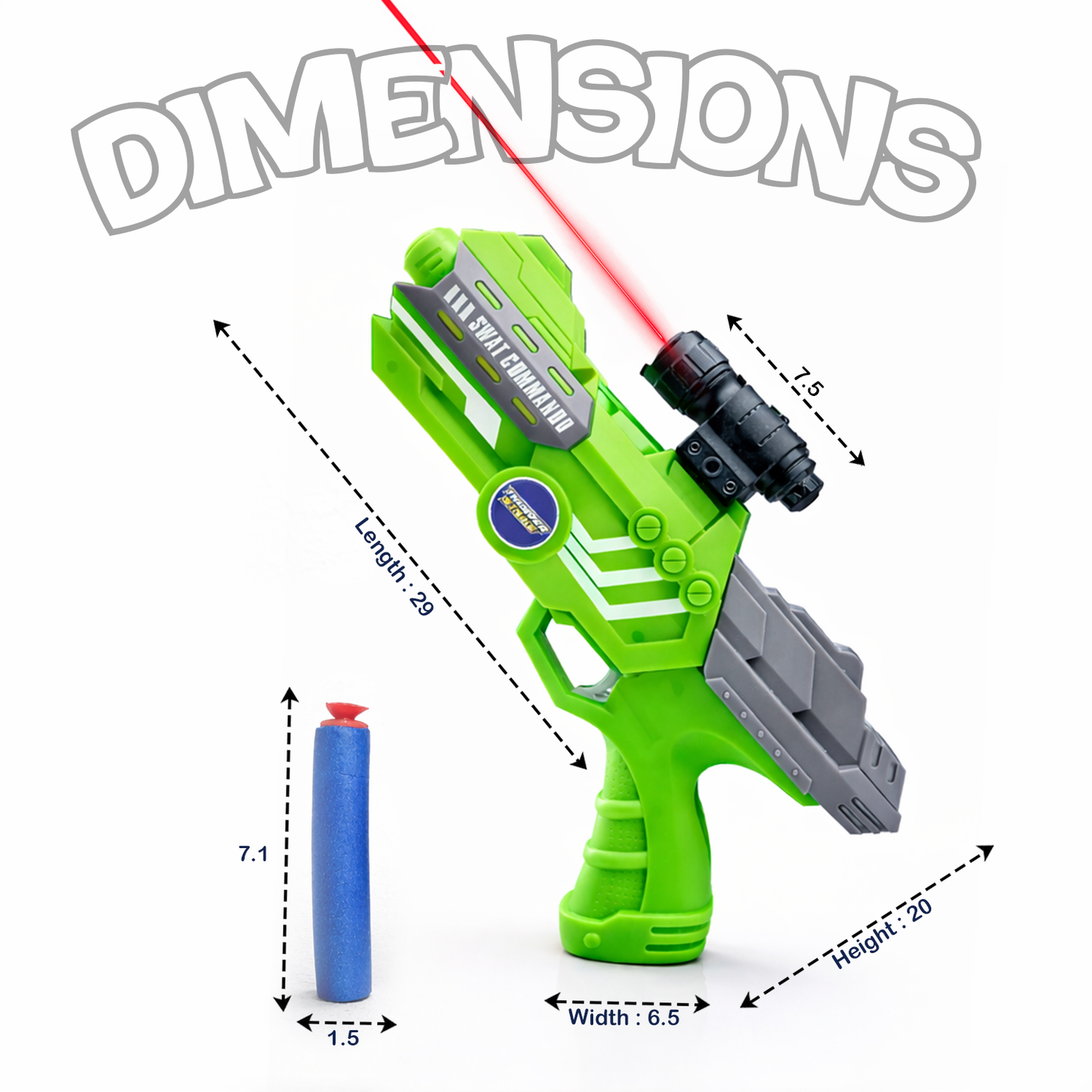 116M-Bullet Gun Toy - Safe Plastic Gun with 10 Bullets, Effective Range of 40 Feet, Ideal for Kids Above 3 Years, BIS Approve- (Green)