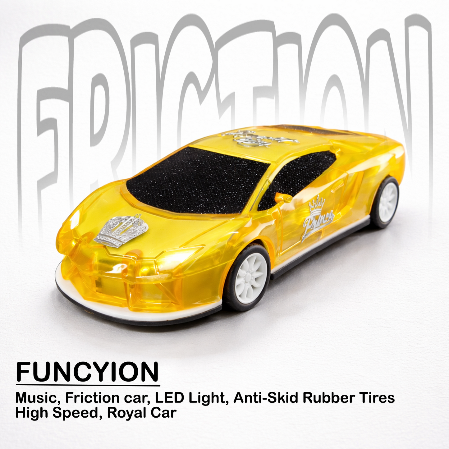 Translucent Neon Yellow Glitter RC Sports Car for Kids | High-Speed Rechargeable Toy