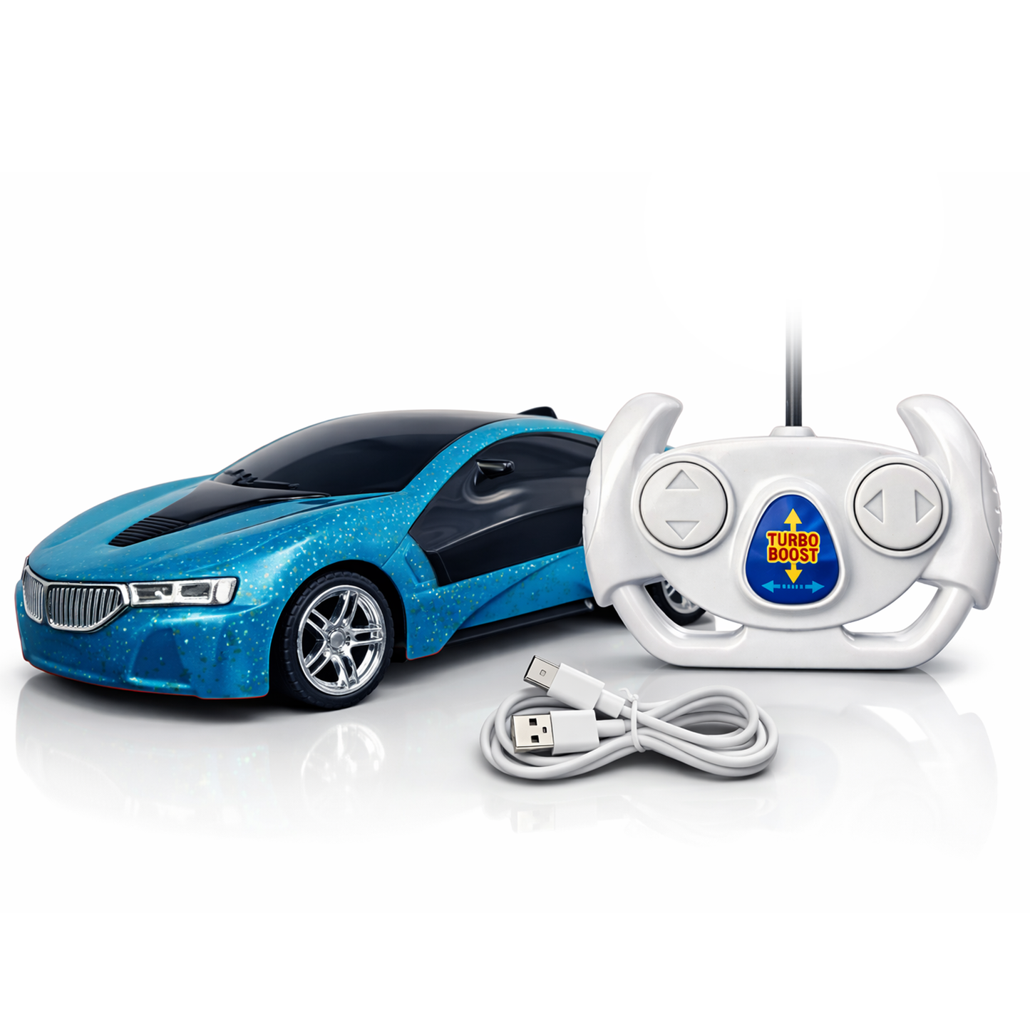 3D Metallic Sparkling Remote Control Car for Kids | High-Speed Rechargeable RC Car