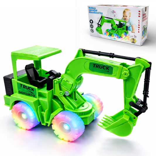 Kids Toy Excavator Truck | Green Construction Digger with Moving Arm – Fun Interactive Play Vehicle