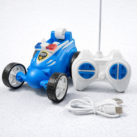 RC Police Stunt Car for Kids | Rechargeable High-Speed Remote Control Car with LED Lights – Blue