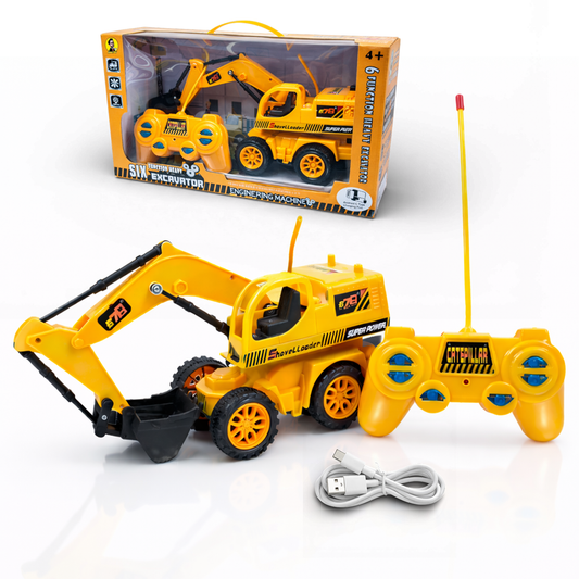 Remote Control Excavator Toy for Kids | Rechargeable Construction Digger with Lights