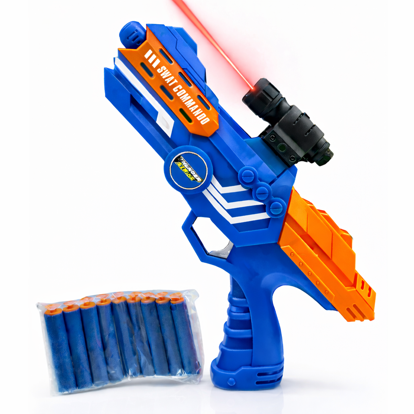 116M-Bullet Gun Toy - Safe Plastic Gun with 10 Bullets, Effective Range of 40 Feet, Ideal for Kids Above 3 Years, BIS Approve- (Blue)