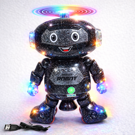 Mimique Dancing Robot Musical Toy With LED Lights & Spinning Propeller Rechargeable, 70+Different Music, Voice Recording 99444-2