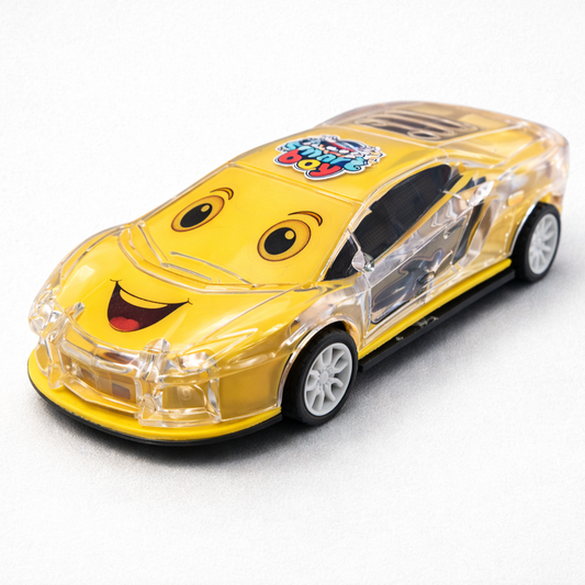 Smiley Push & Go Friction Toy Car for Kids | Durable Fun Play Car – Yellow