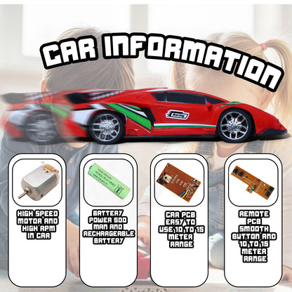 RC Racing Car for Kids | Rechargeable High-Speed Remote Control Sports Car with LED Lights In Red
