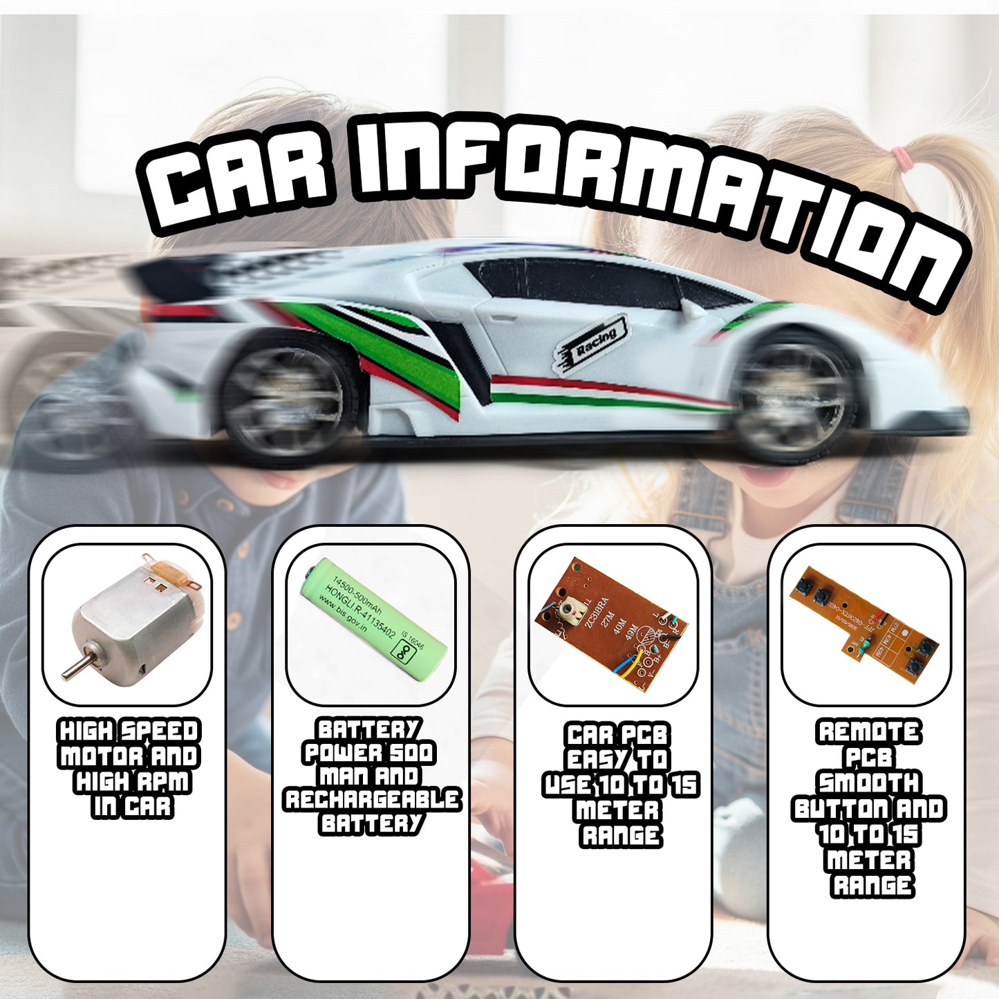 High-Speed RC Racing Car for Kids | Rechargeable Remote Control Sports Car