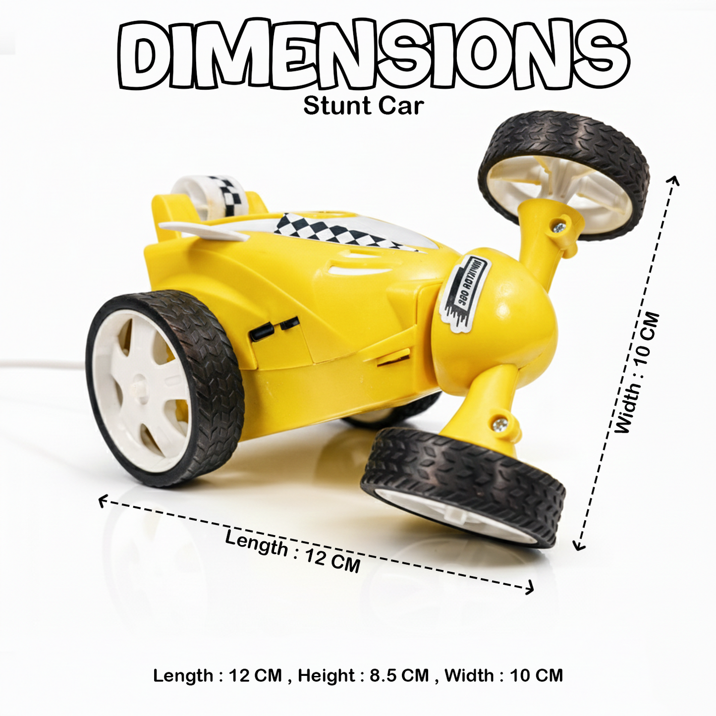 Small Stunt RC Car for Kids | Rechargeable High-Speed Remote Control Car with LED Lights – Yellow
