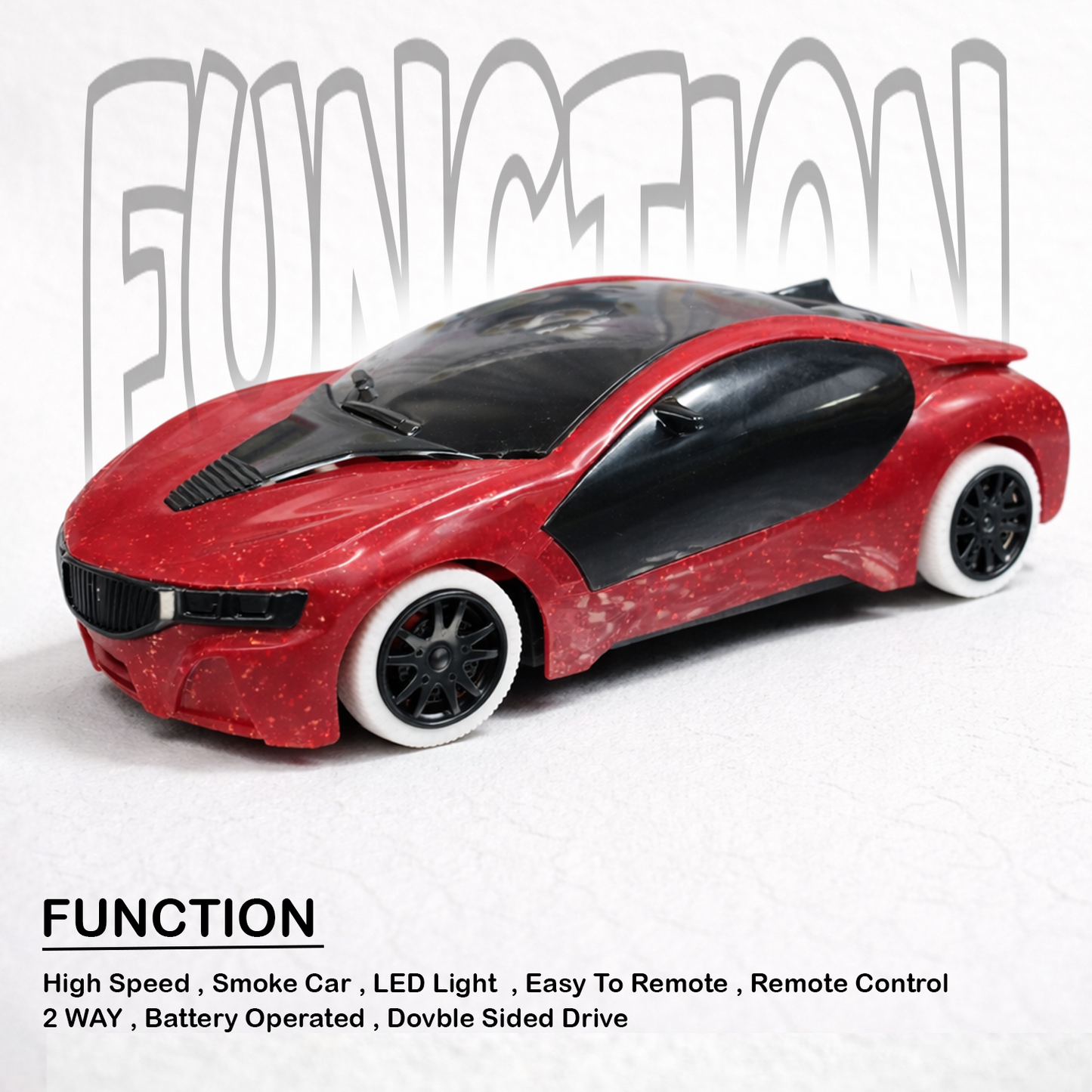 Remote Control 2 Way RC Car, Hgih Speed, Smoke Car, LED Light (Red)