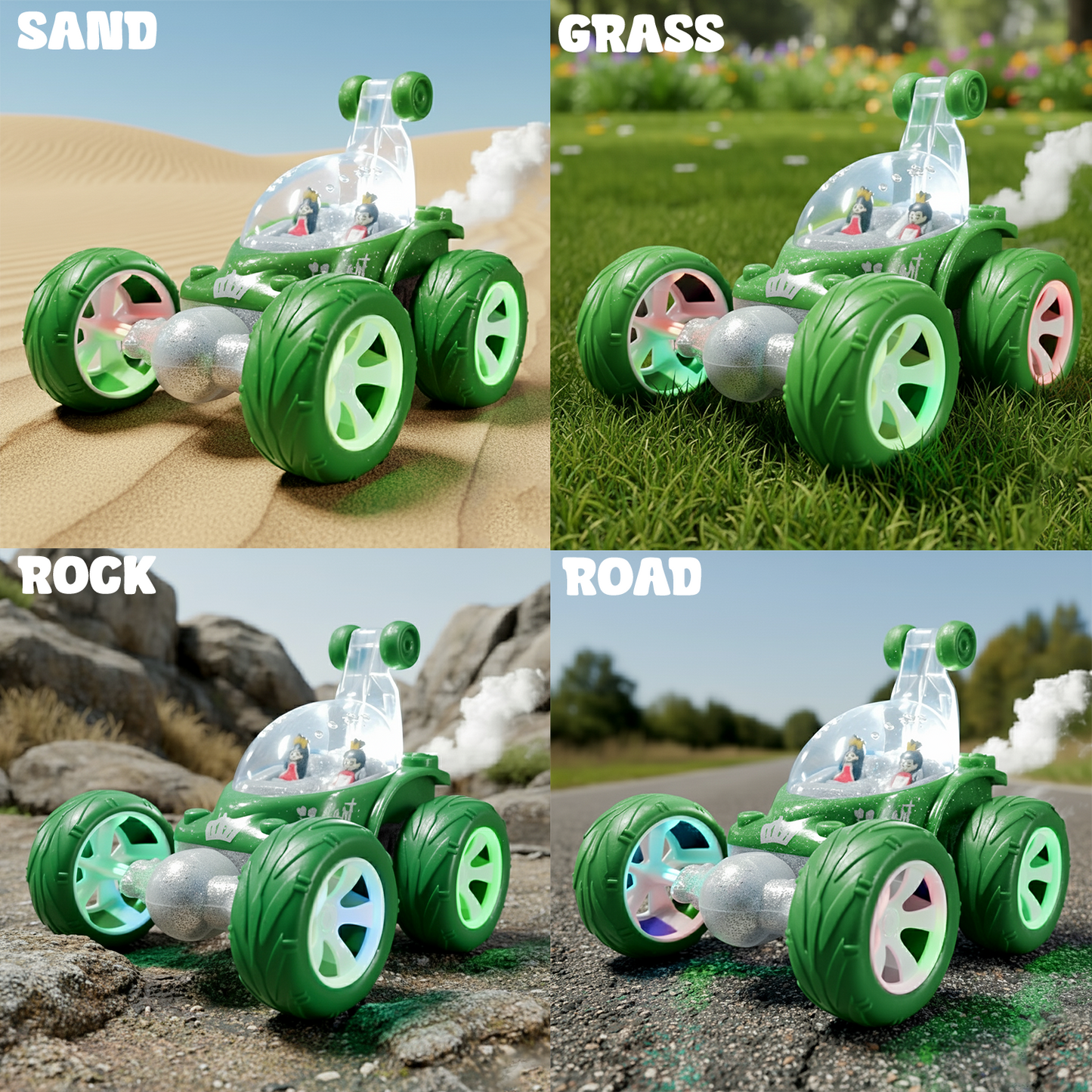 Flash RC Car for Kids | High-Speed Rechargeable Remote Control Car – Green