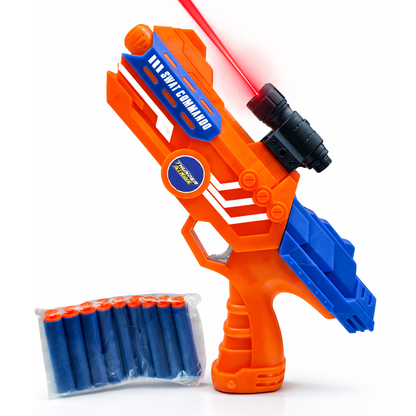 116M-Bullet Gun Toy - Safe Plastic Gun with 10 Bullets, Effective Range of 40 Feet, Ideal for Kids Above 3 Years, BIS Approve- (Orange)