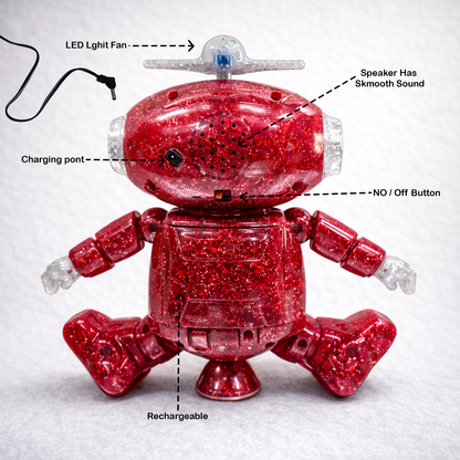 Mimique Dancing Robot Musical Toy With LED Lights & Spinning Propeller Rechargeable, 70+Different Music, Voice Recording 99444-2